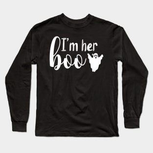 I'm Her Boo | White Text Couples Halloween Long Sleeve T-Shirt